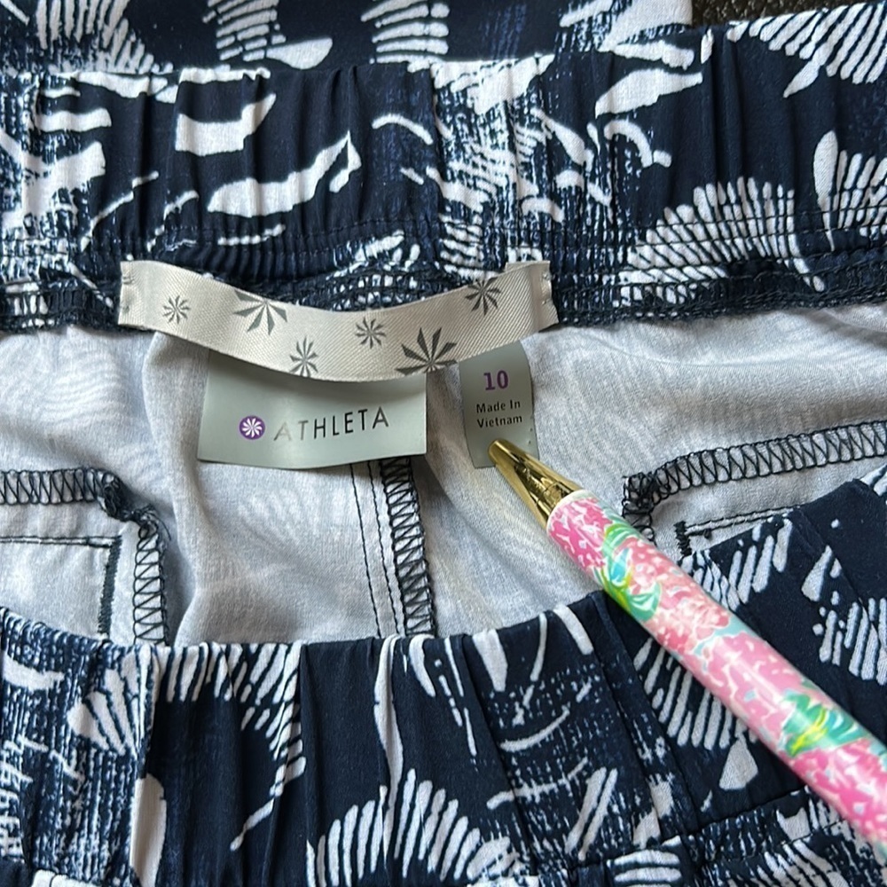 Athleta Ariel Aspire Printed Pant Jogger Blue Floral Lightweight stretch Size 10 - Picture 12 of 16